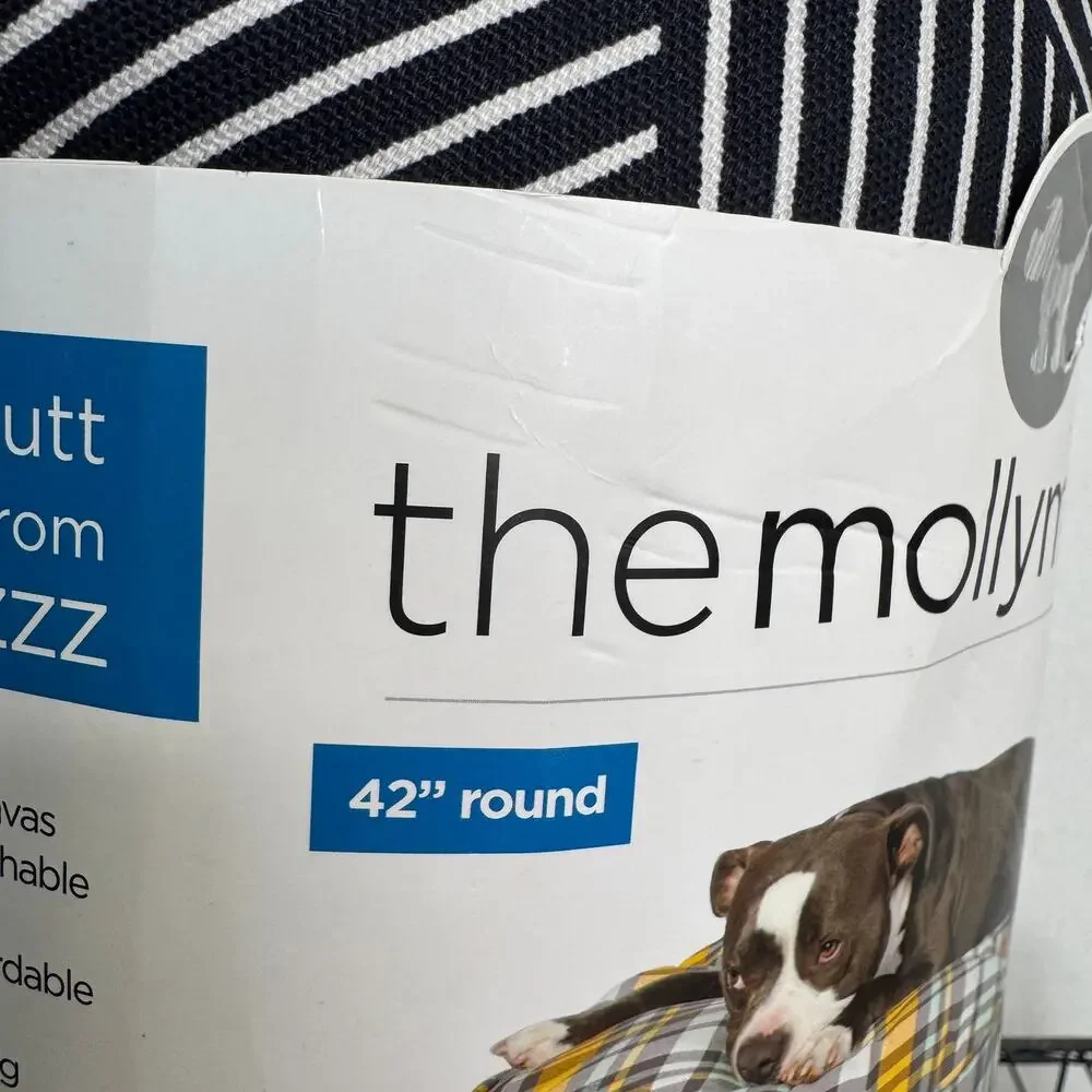 Molly Mutt Rough Gem 42” Round Dog Bed Duvet + Stuff Sack Navy White New